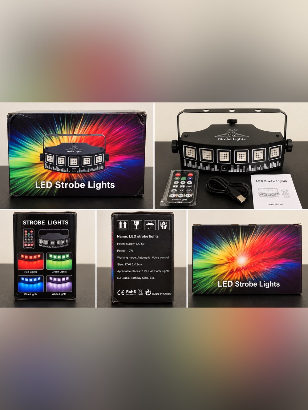 10W Y-615 LED Strobe Lights RGB Party DJ Club KTV Sound Activated Remote Control